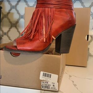 Bed Stu Olivia red Ferrari rustic peep toe sandal